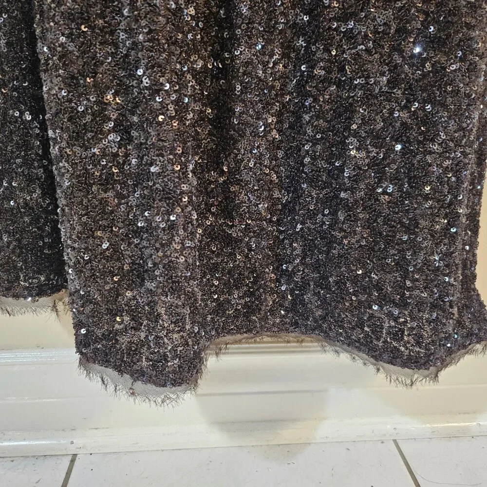 Zara Full Length Brown Sequin Dress - Size XL - Picture 4 of 7